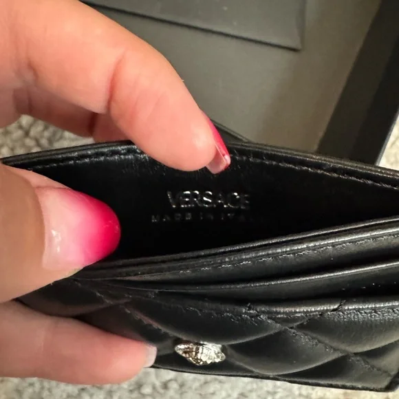 Versace Quilted Lamb Leather Card Case - Picture 5 of 10